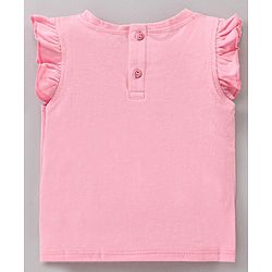 Babyhug Cotton Frill Sleeves Cotton T-Shirt Travel Disney Print - Pink