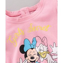 Babyhug Cotton Frill Sleeves Cotton T-Shirt Travel Disney Print - Pink