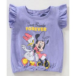 Babyhug Frill Sleeeves Top Minnie Mouse Print - Purple