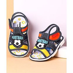 Cute Walk by Babyhug Open Toe Sandals with Velcro Closure Football Patch - Denim Blue
