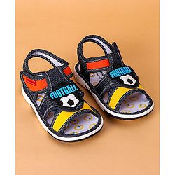 Cute Walk by Babyhug Open Toe Sandals with Velcro Closure Football Patch - Denim Blue