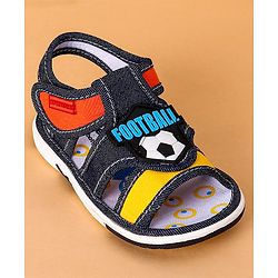 Cute Walk by Babyhug Open Toe Sandals with Velcro Closure Football Patch - Denim Blue