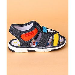Cute Walk by Babyhug Open Toe Sandals with Velcro Closure Football Patch - Denim Blue