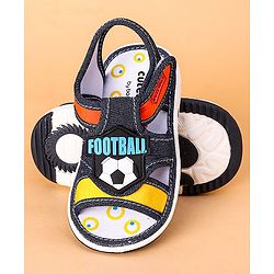 Cute Walk by Babyhug Open Toe Sandals with Velcro Closure Football Patch - Denim Blue
