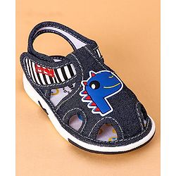 Cute Walk by Babyhug Open Toe Sandals with Velcro Closure Dino Patch - Coffee