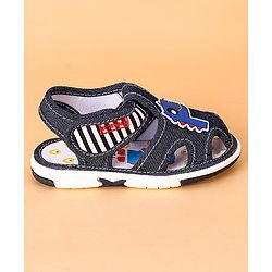 Cute Walk by Babyhug Open Toe Sandals with Velcro Closure Dino Patch - Coffee
