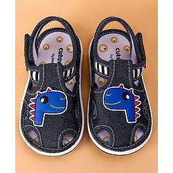 Cute Walk by Babyhug Open Toe Sandals with Velcro Closure Dino Patch - Coffee