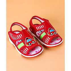 Cute Walk by Babyhug Open Toe Sandals with Velcro Closure Car Patch -  Red
