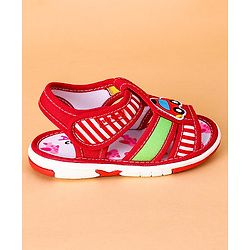 Cute Walk by Babyhug Open Toe Sandals with Velcro Closure Car Patch -  Red