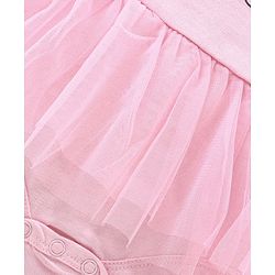 Babyhug 100% Cotton Singlet Sleeves Onesie Kitty Print with Net Detailing - Pink
