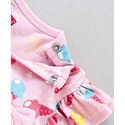 Babyhug 100% Cotton Short Sleeves Frock Style  Onesie Ice Cream Print - Pink