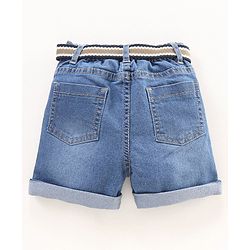 Babyhug Cotton Lycra Mid Thigh Length Denim Shorts Washed - Blue