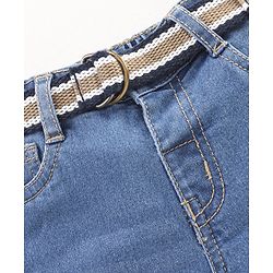 Babyhug Cotton Lycra Mid Thigh Length Denim Shorts Washed - Blue