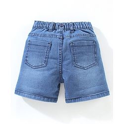 Babyhug Mid Thigh Washed Denim Shorts With Suspender - Blue