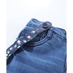 Babyhug Mid Thigh Washed Denim Shorts With Suspender - Blue