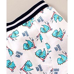 Babyhug 100 % Cotton Dino Print & Striped Briefs Pack Of 3 - Red & White