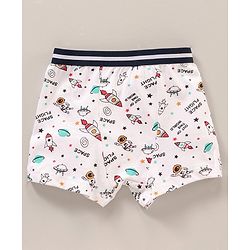 Babyhug 100% Cotton Striped Briefs Space Print Pack of 3 - White Navy