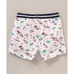Babyhug 100% Cotton Striped Briefs Space Print Pack of 3 - White Navy