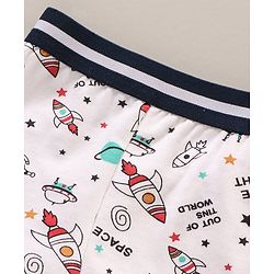 Babyhug 100% Cotton Striped Briefs Space Print Pack of 3 - White Navy
