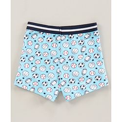 Babyhug 100% Cotton Knitted Briefs All Over Printed Pack of 3 - Blue