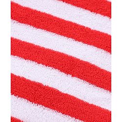 Babyhug Cotton Knit Hooded Bathrobe With Waist Belt Stripes - Red