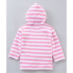 Babyhug 3/4th Sleeves Cotton Bathrobe Striped and Embroidered - Pink