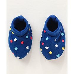 Babyhug 100% Cotton Mittens and Booties Set Star Print - Blue