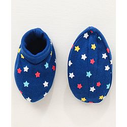 Babyhug 100% Cotton Mittens and Booties Set Star Print - Blue