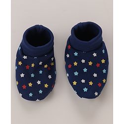 Babyhug 100% Cotton Mittens and Booties Set Star Print - Blue