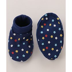 Babyhug 100% Cotton Mittens and Booties Set Star Print - Blue