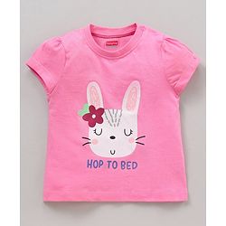 Babyhug Half Sleeves Top & Capri Set Bunny Print - Pink