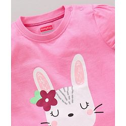 Babyhug Half Sleeves Top & Capri Set Bunny Print - Pink
