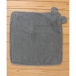 Babyhug Woven Terry Hooded Towel Elephant Patch - Grey