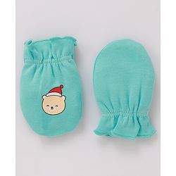 Babyhug 100% Cotton Cap Mittens & Booties Printed Blue- Diameter 9.5 cm