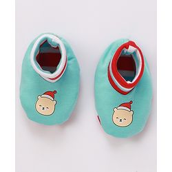 Babyhug 100% Cotton Cap Mittens & Booties Printed Blue- Diameter 9.5 cm