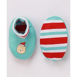 Babyhug 100% Cotton Cap Mittens & Booties Printed Blue- Diameter 9.5 cm