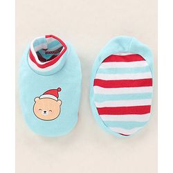 Babyhug 100% Cotton Cap Mittens & Booties Printed Blue- Diameter 9.5 cm