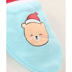 Babyhug 100% Cotton Cap Mittens & Booties Printed Blue- Diameter 9.5 cm