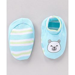 Babyhug 100% Cotton Cap Mitten Booties Set Bear Printed - Blue