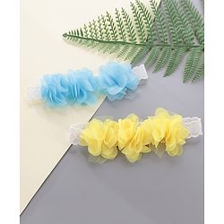 Babyhug Floral Applique Headbands - Yellow & Blue