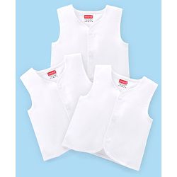 Babyhug Sleeveless 100% Cotton Jhablas Pack Of 3 - White