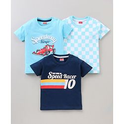 Babyhug Half Sleeves T-Shirts Multi Print Pack of 3 - Blue