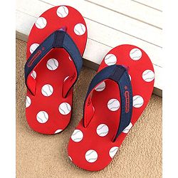 Cute Walk by Babyhug Slip On Flip Flops Dots Print - Red