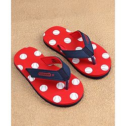 Cute Walk by Babyhug Slip On Flip Flops Dots Print - Red