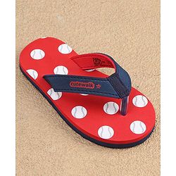 Cute Walk by Babyhug Slip On Flip Flops Dots Print - Red