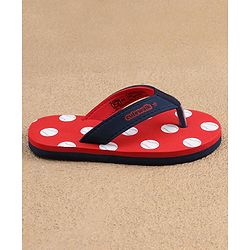 Cute Walk by Babyhug Slip On Flip Flops Dots Print - Red