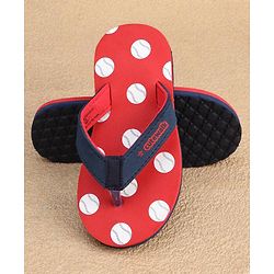 Cute Walk by Babyhug Slip On Flip Flops Dots Print - Red