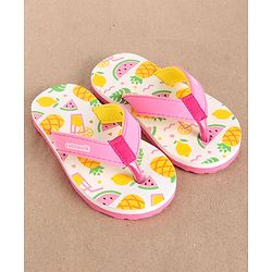 Cute Walk by Babyhug Flip Flops Fruits Print - Pink White (Strap Colour May Vary)