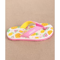 Cute Walk by Babyhug Flip Flops Fruits Print - Pink White (Strap Colour May Vary)