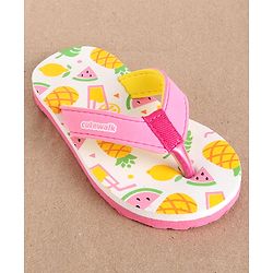Cute Walk by Babyhug Flip Flops Fruits Print - Pink White (Strap Colour May Vary)